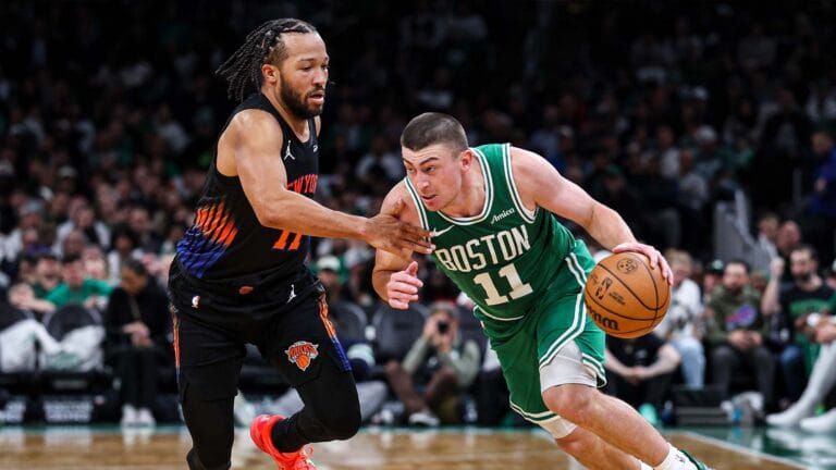 Jalen Brunson, Payton Pritchard, New York Knicks, Boston Celtics