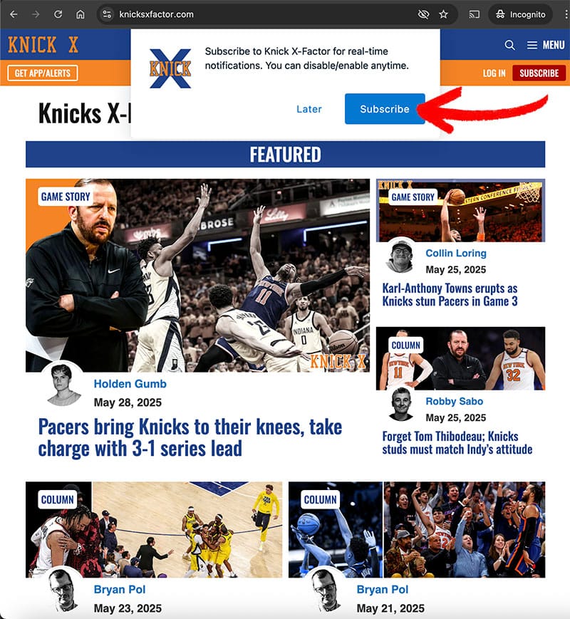 Knicks X-Factor Notifications Desktop Knicks X-Factor Notifications Desktop