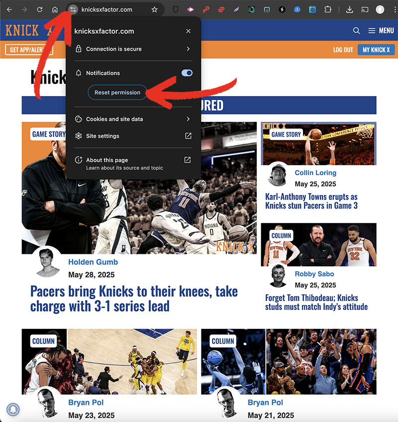 Knicks X-Factor Notifications Desktop